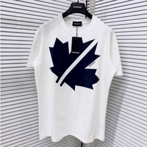 Áo phông nam nữ Premium Cotton in hình logo lá chữ DSQ2 vải dày dặn co giãn 4 chiều cao cấp 2023