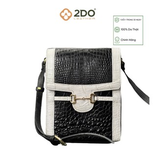 Túi Hộp Đeo Chéo Dáng Đứng Phối Da Bụng X134 2DO LEATHER Kích Thước  (21.5*6.5*7) Quà Tặng Cho Người Thân, Sang Trọng, C
