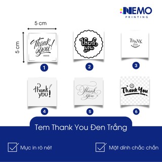Nhãn dán, sticker "thank you" nhiều mẫu có keo sẵn