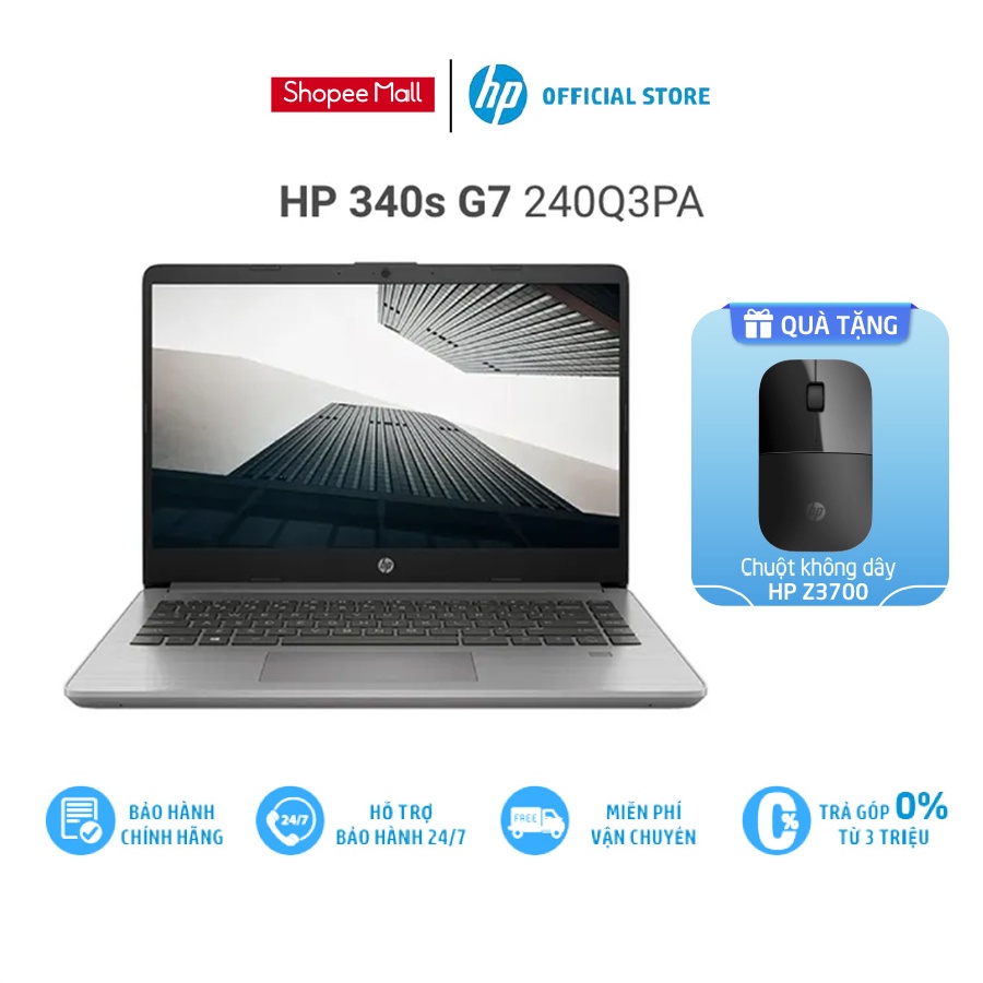 [Mã ELHP128 giảm 12% đơn 10TR] Laptop HP 340s G7 240Q3PA | corei 3-1005G1| RAM 4GD4 |256GSSD/14.0" HD | Windows 10
