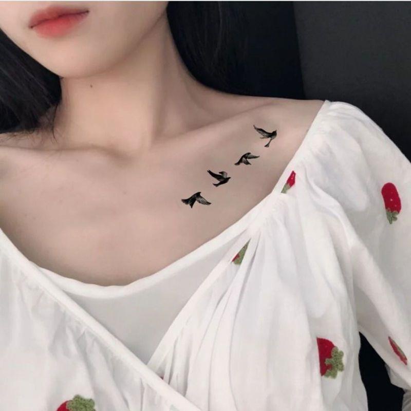 Asuka Bộ Miếng Dán Hình Xăm Chống Nước Nam Nữ Kéo Dài Ins Đậm Xương Đòn Cánh Tay Nuốt Hình Xăm Nhỏ Tươi Chống