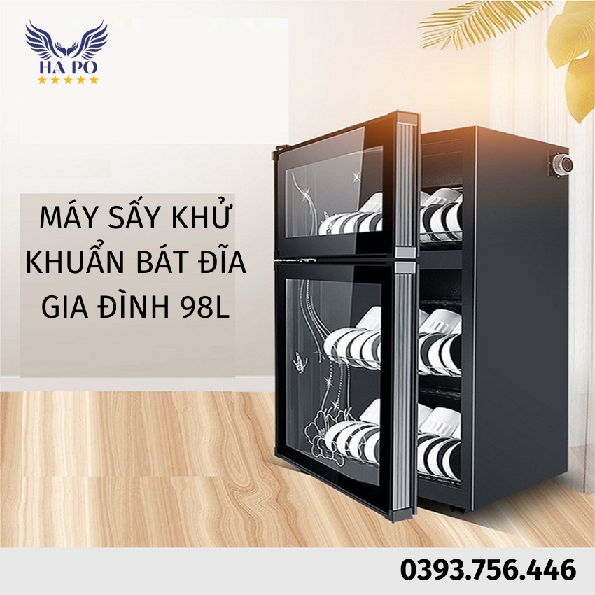 Máy sấy khử khuẩn bát đĩa gia đình 98L .Tủ khử trùng bằng ozon hồng ngoại sấy khô chén bát cực nhanh