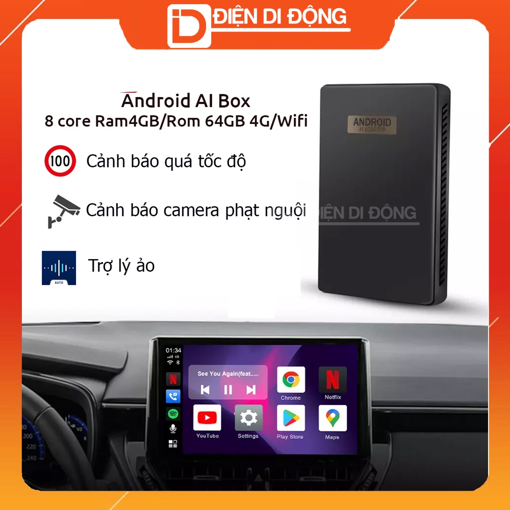 Android box ô tô S31 Snapdragon 665 Ram4GB Android auto Carplay không dây cài sẵn App bản đồ cảnh báo tốc độ