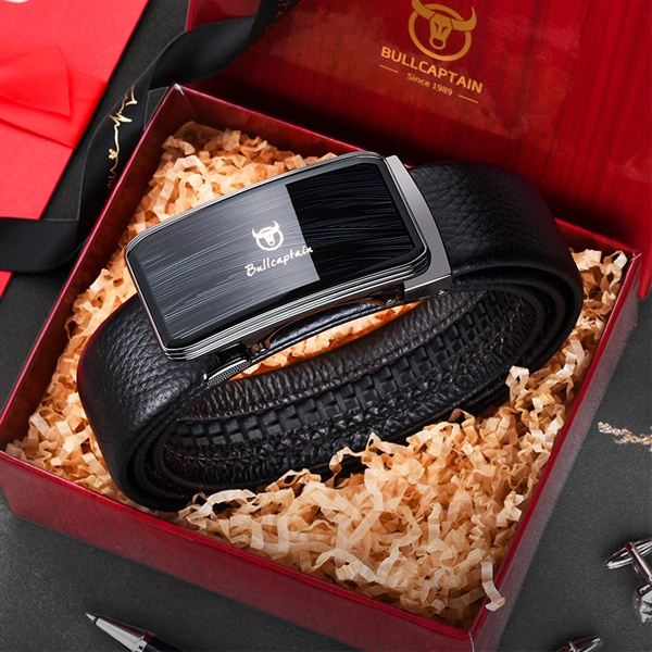Thắt lưng nam da bò BULLCAPTAIN chính hãng, khoá tự động, mặt hợp kim sang trọng BC0005-3