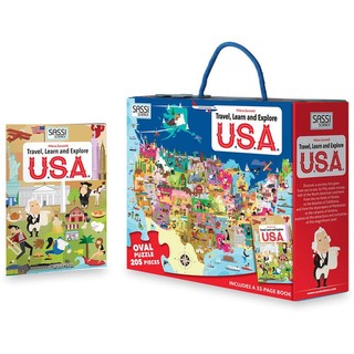 Bộ xếp hình 205 mảnh Khám Phá Nước Mỹ - USA Puzzle - tặng kèm 1 cuốn tiếng Anh