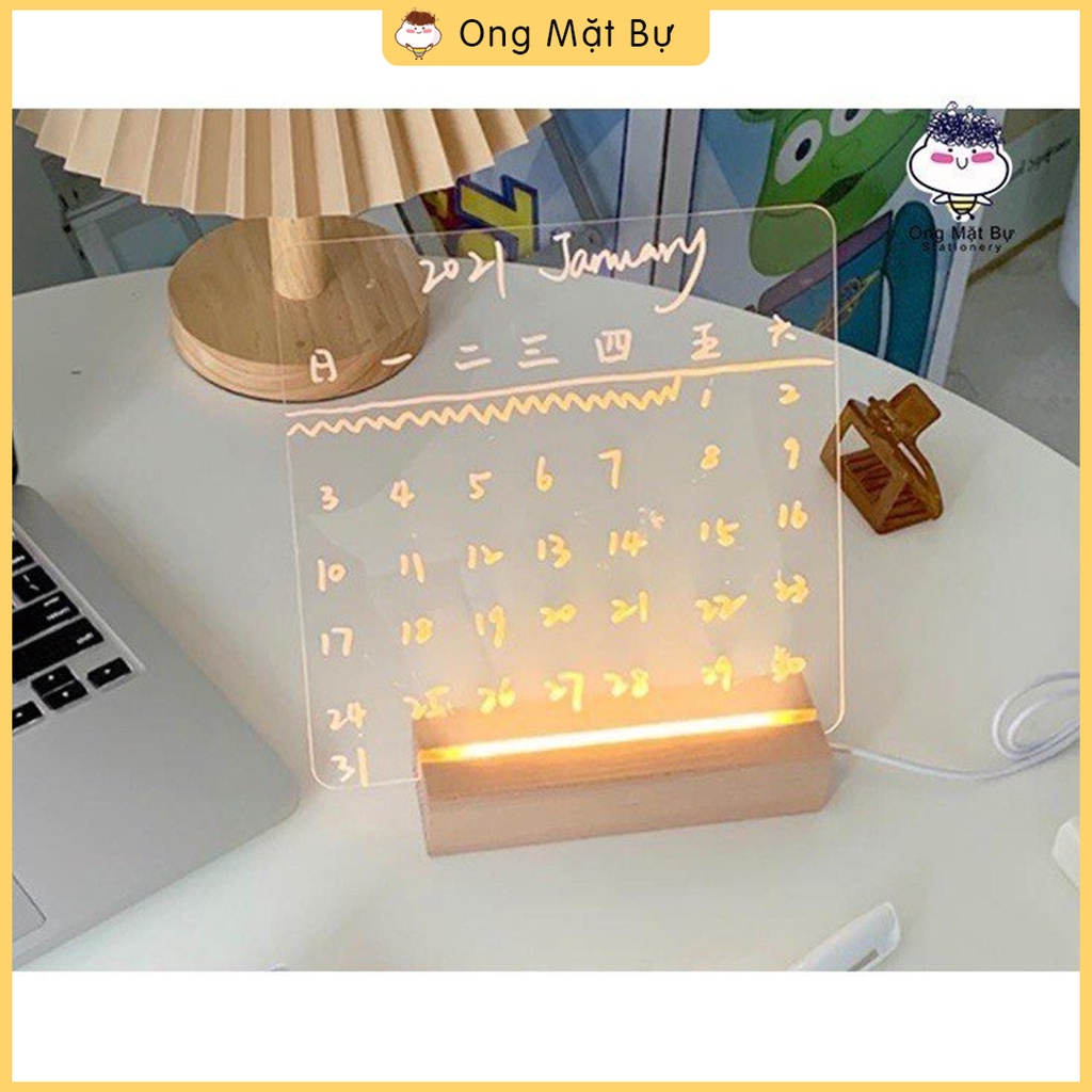 (TẶNG BÚT )Đèn bàn có bảng nhựa Acrylic đa năng - Ong Mặt Bự