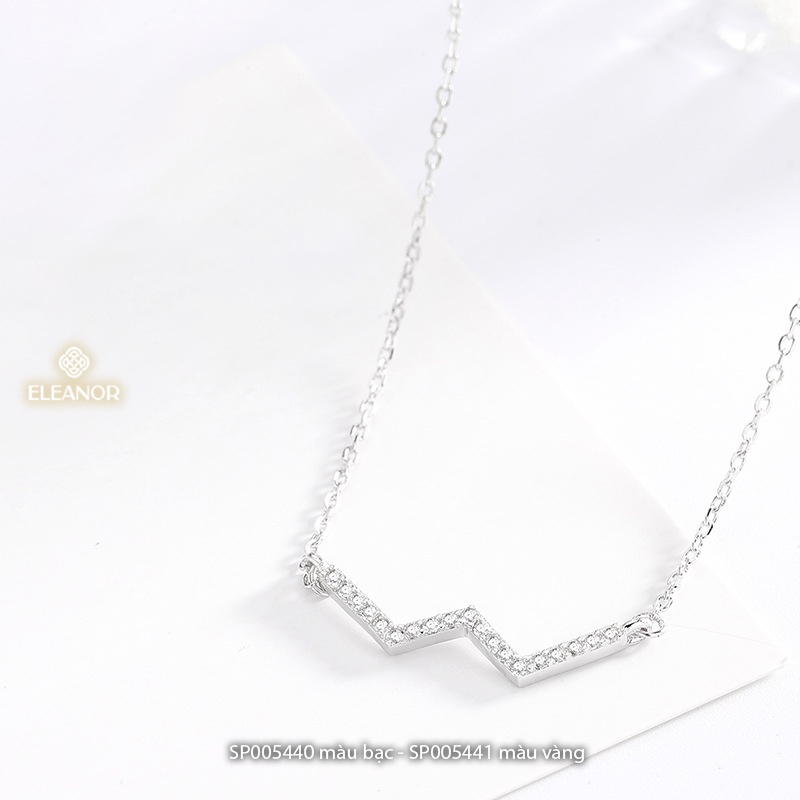 Dây chuyền nữ bạc 925 Eleanor Accessories mặt hình chữ W đính đá phụ kiện trang sức thanh lịch 5440
