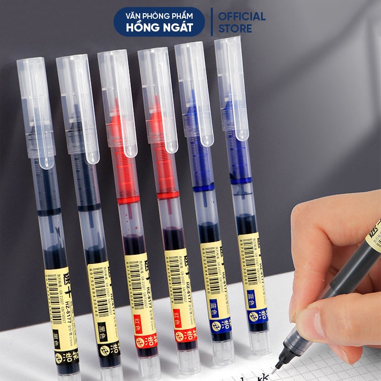 Bút bi nước văn phòng mực gel 0.5mm, bút gel mực đều khô nhanh nét chữ đẹp đủ màu xanh đen đỏ B47