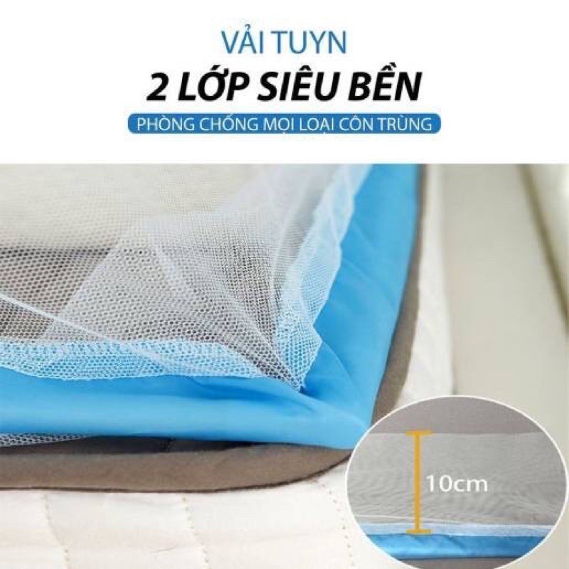 Màn Chụp Tự Bung Xếp Gia Long - Mùng Tuyn chống muỗi gấp gọn tiện dụng - Chiều dài 2m rộng 1m 1m2 1m4 1m6 1m8 2m2