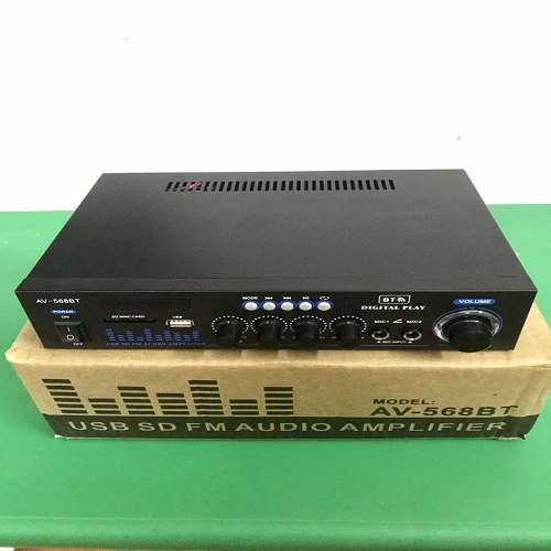 Amply mini karaoke bluetooth AV-568BT chạy điện 12v và 220v hàng chuẩn