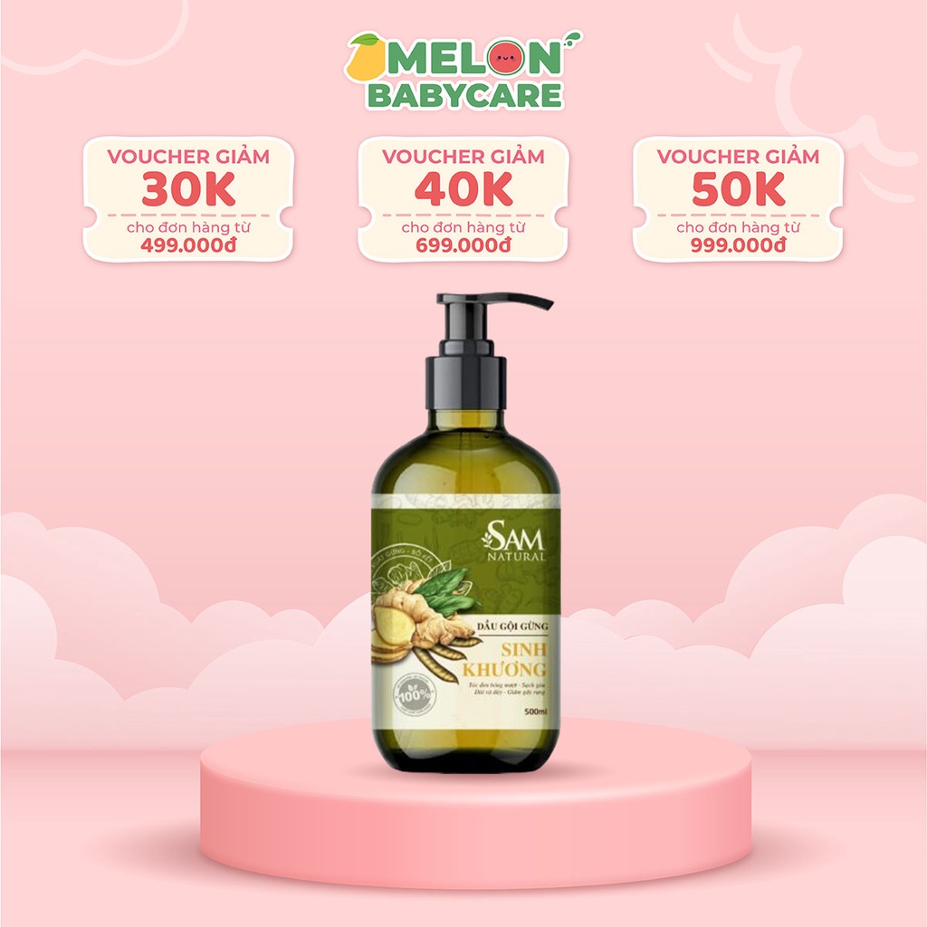 Dầu gội gừng Sinh Khương Sam Natural kích thích mọc tóc, làm sạch gàu 500ml - Melon Babycare
