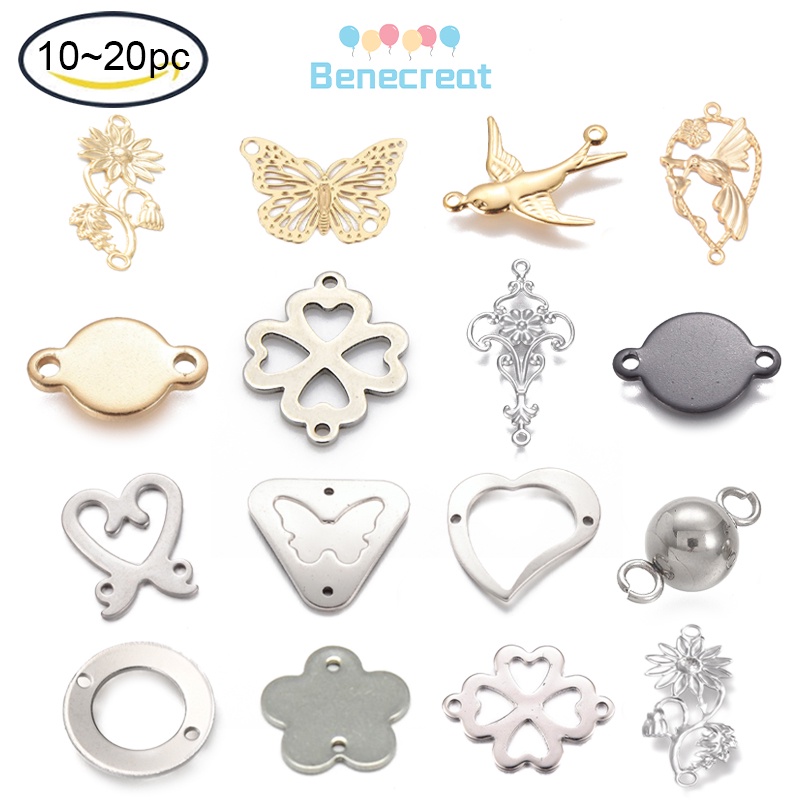 Bộ 10 / 20 Đầu Nối Bằng Thép Không Gỉ 304 Mạ Vàng Dùng Làm Trang Sức