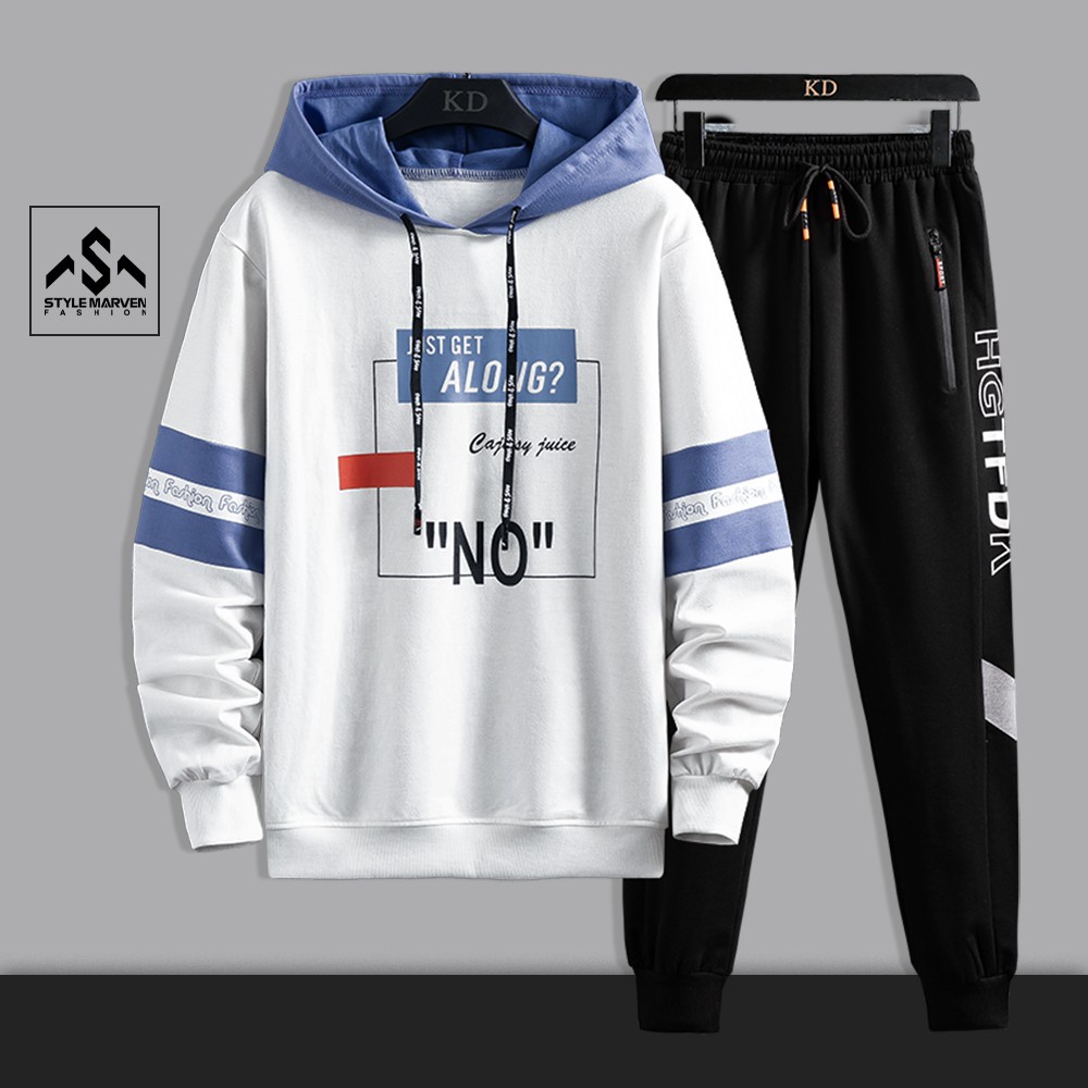 Bộ quần áo nỉ thể thao unisex STYLE MARVEN Hoodie ALONG in cách điệu phối quần Jogger bo ống năng động SET NAM 90000169