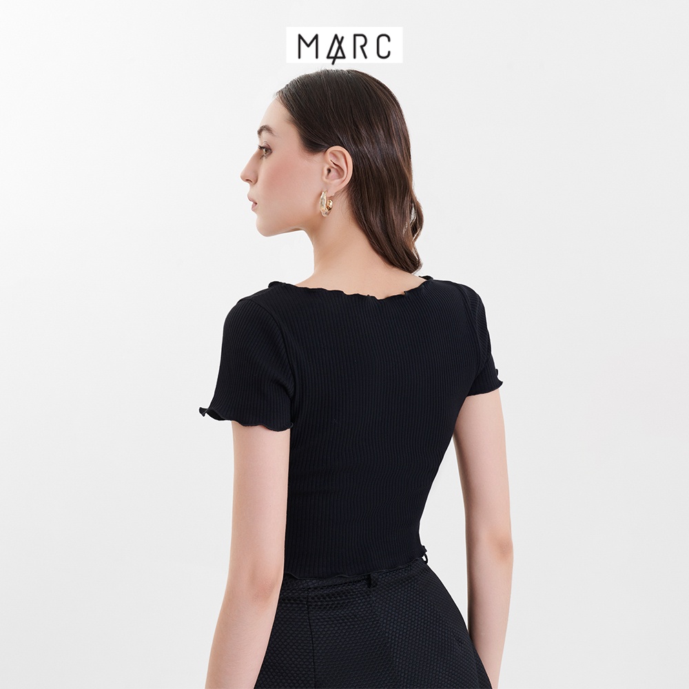 Áo thun gân croptop nữ MARC FASHION tay ngắn cuốn biên CBLT031123