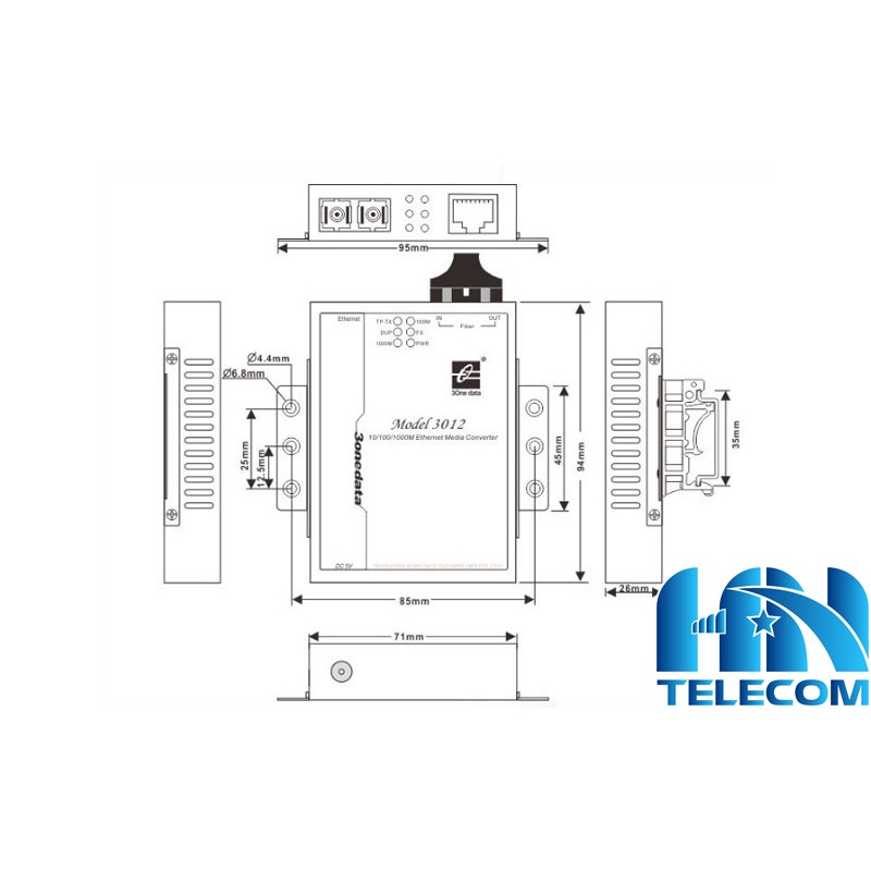 Converter quang 3Onedata 1 sợi 100M MODEL1100-SS-SC-20Km