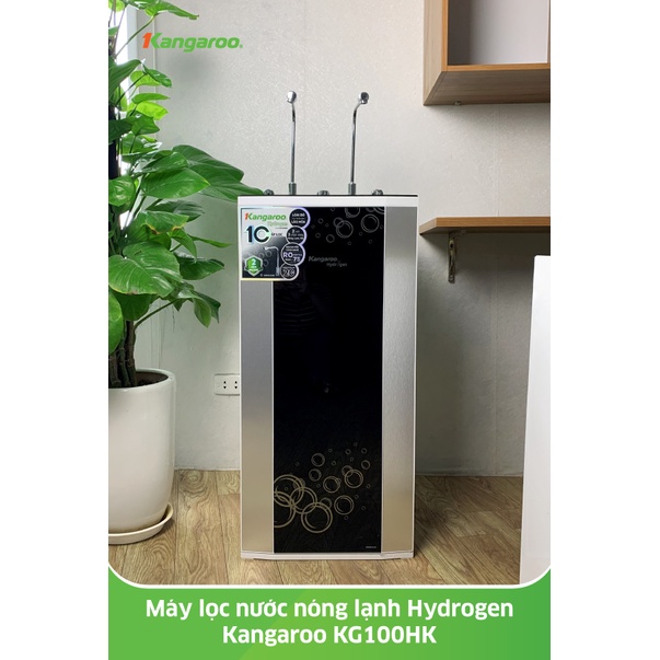 [MIỄN PHÍ LẮP ĐẶT] Máy lọc nước Hydrogen Kangaroo RO 10 lõi 2 vòi 3 chức năng vỏ tủ VTU màu đen KG100HK