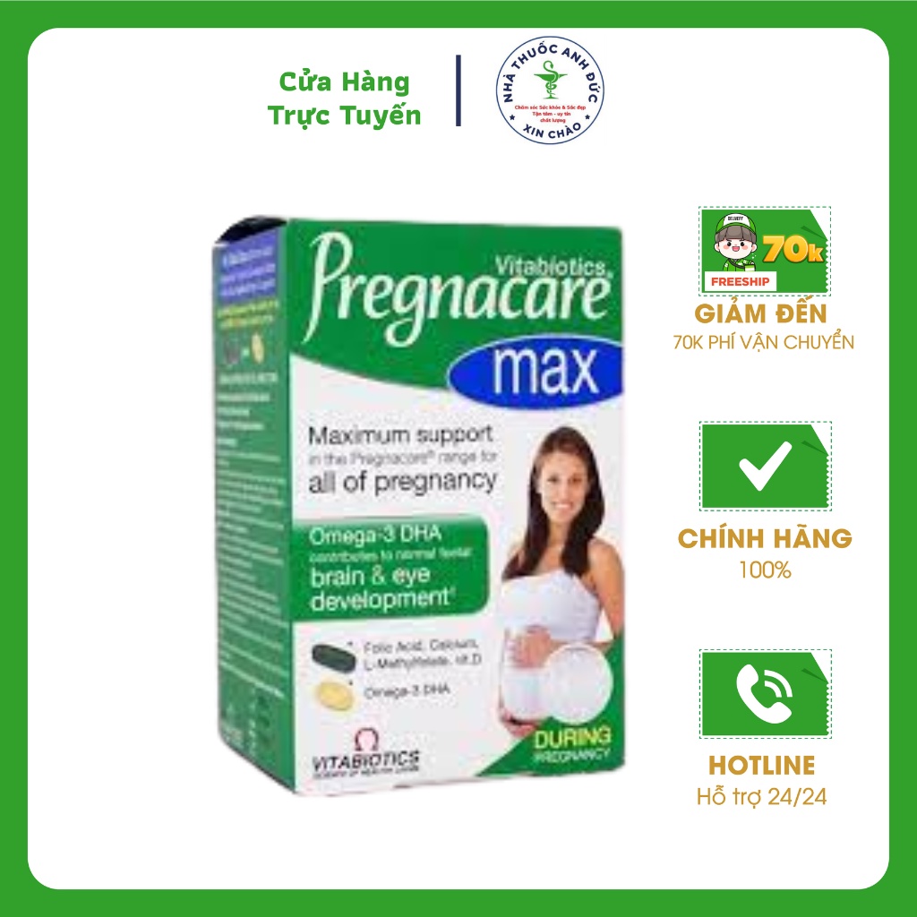 Vitamin Bầu Pregnacare Max  Sau sinh, vitamin bầu giúp tăng cường sức khỏe cho mẹ và tăng miễn dịch cho bé- Hộp 84 viên