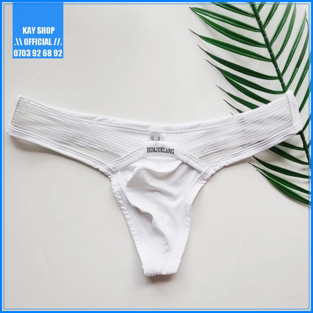 Quần lót lọt khe sexy thun lạnh HUALUAJANG lưới bên hông - Quần sịp nam khoe mông căng tròn đẹp gợi cảm