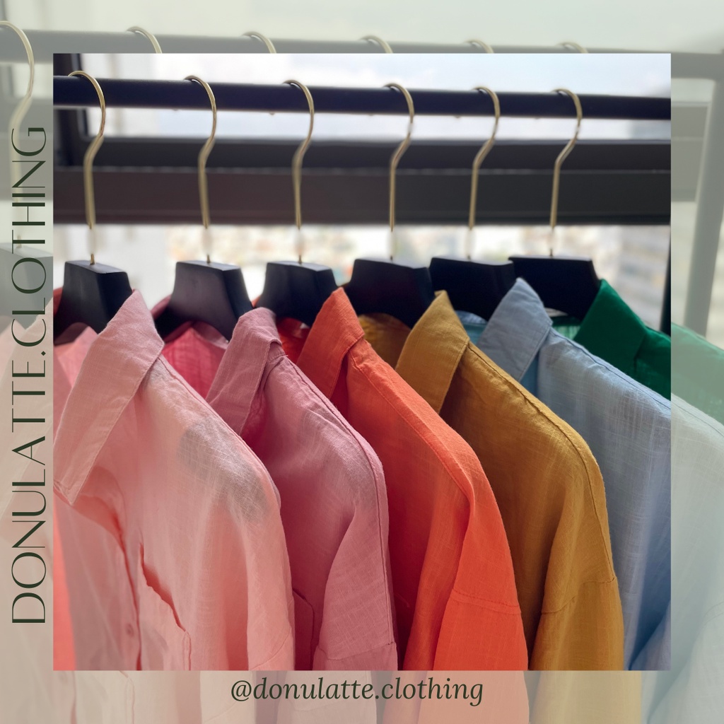 Áo sơ mi nữ vải xô dáng slim dài tay kiểu dáng basic nhiều màu sắc - donulatte.clothing Muslin Fabric Shirt