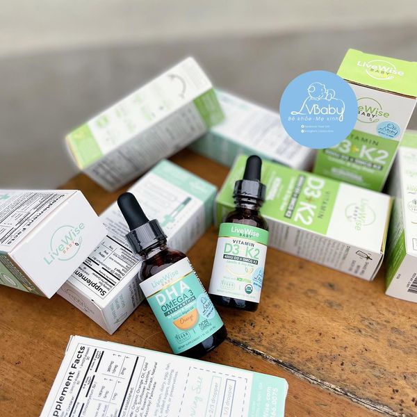 COMBO D3K2 + DHA LIVEWISE USA  CÓ NGUỒN GỐC ORGANIC, THUẦN CHAY