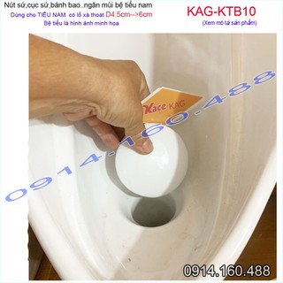 Nắp sứ ngăn mùi chống hôi bồn tiểu nam KAG -KTB10, Nút chặn sứ trắng chống hôi cho bệ tiểu nam lỗ thoát 4.5-6cm