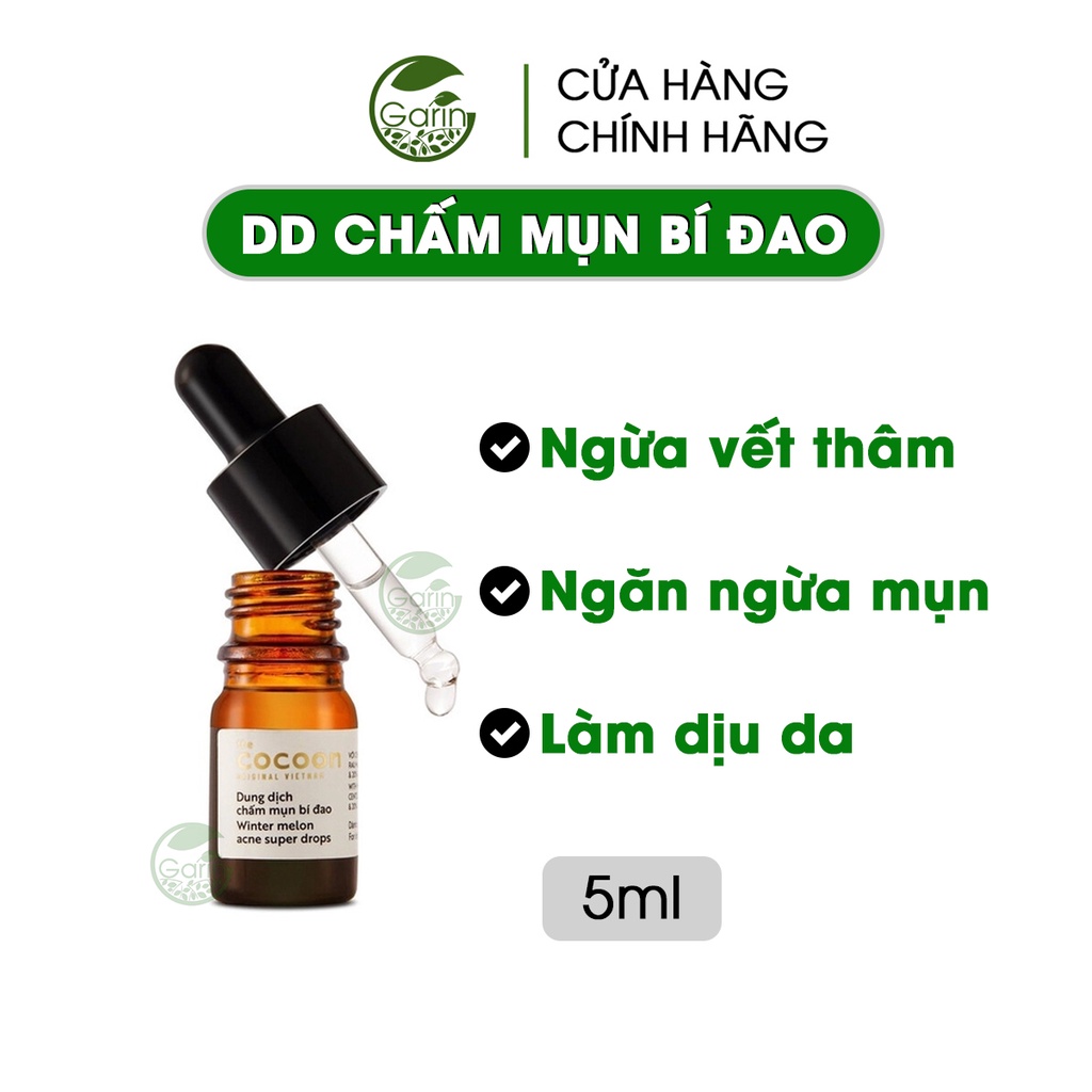 Dung dịch chấm mụn bí đao Cocoon cho mụn viêm bọc sưng đỏ và các loại mụn Garin 5ml