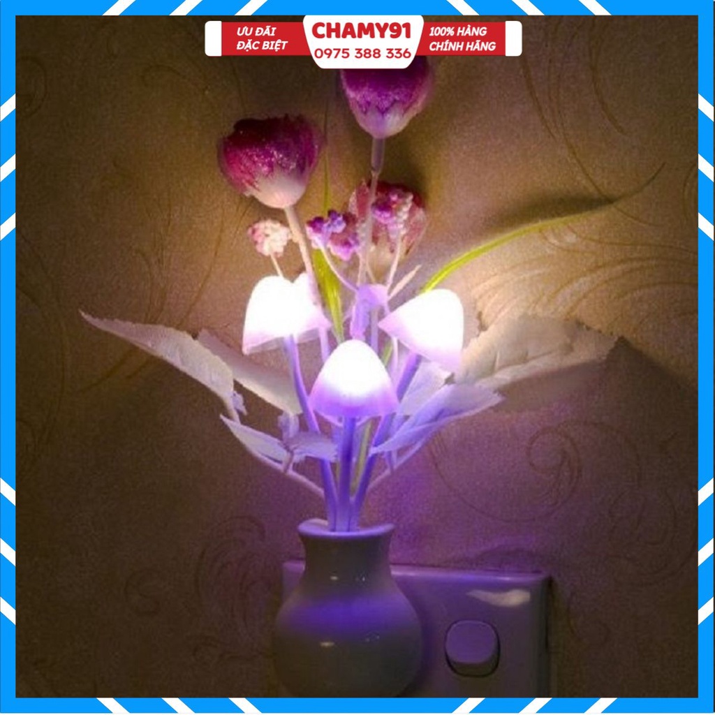 Đèn Led cảm biến ánh sáng kiểu dáng hình nấm cute sáng tạo, Đèn ngủ cảm ứng thông minh decor cho phòng ngủ thơ mộng