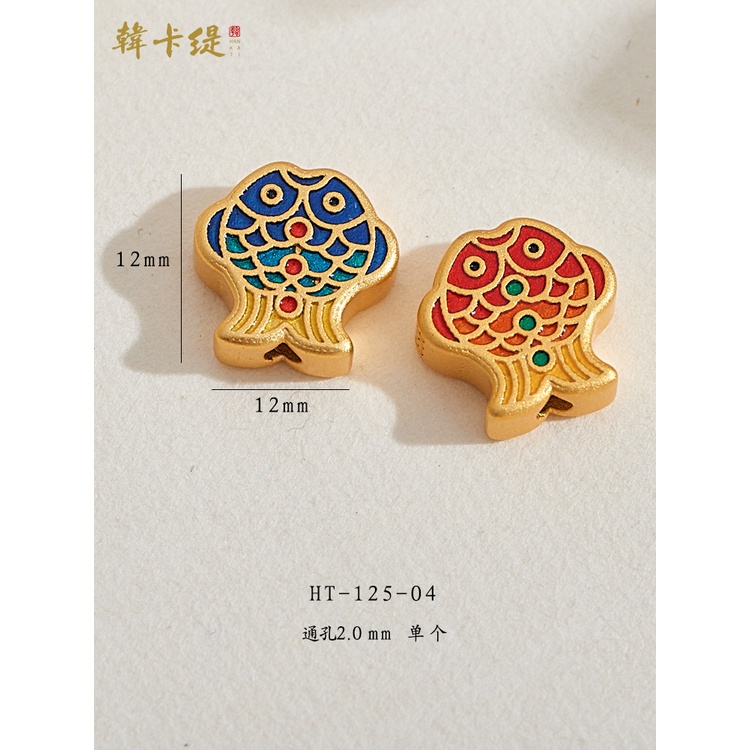 Bộ Hạt Xâu Chuỗi Bằng Đồng Mạ Vàng Hình Đầu Bướm Cá Hổ Gấu Kèm Vòng Tay Diy