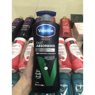 Dưỡng thể cho cơ thể & mặt nam giới Vaseline Men Fast Absorbing Body & Face Lotion 600ml (Mỹ)