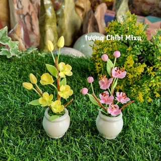Chậu hoa mai 5 cánh bằng đất sét Nhật cao cấp