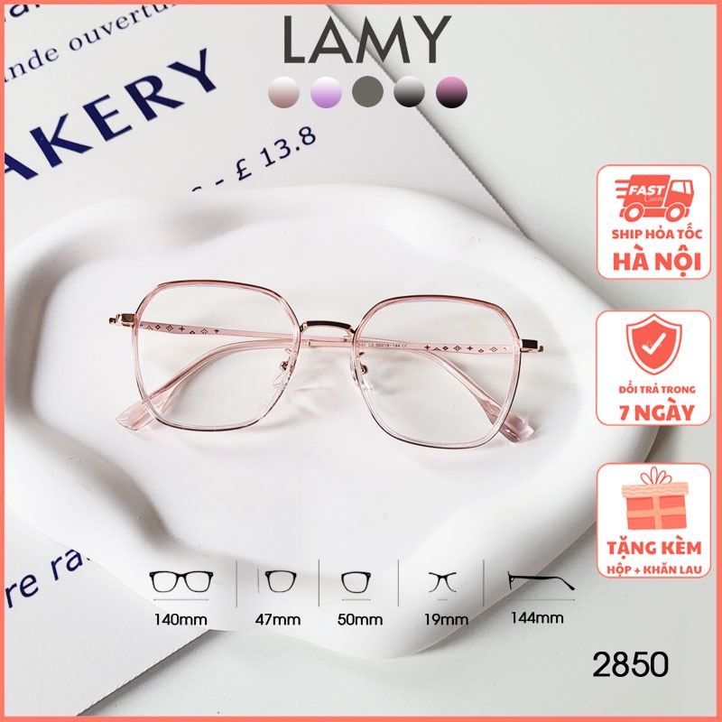 Gọng kính cận lục giác nam nữ 2850 LAMY gọng kim loại đa giác 2023