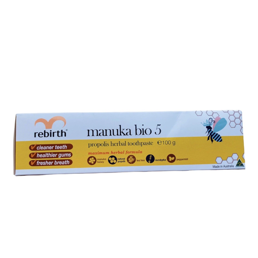 Kem đánh răng Rebirth Manuka Bio 5 Propolis Herbal Toothpaste 100g