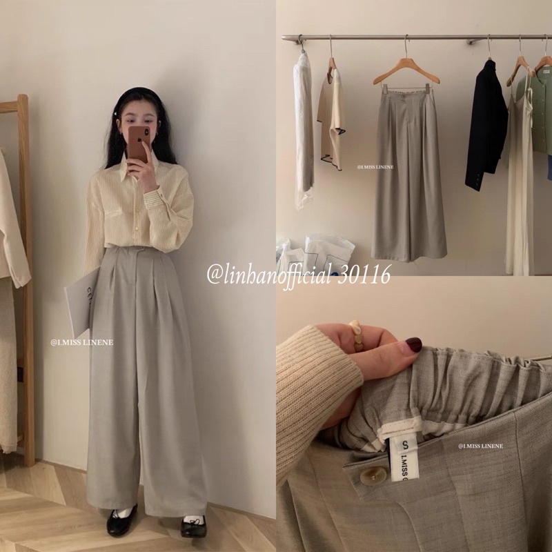 Quần suông cạp lệch I MISS LINENE 30116 (Hàng có sẵn)🇰🇷