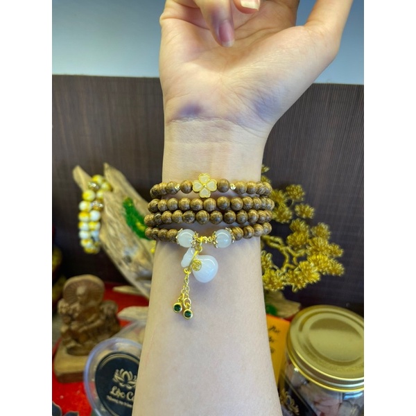 Chuỗi trầm hương tự nhiên 6li mix charm tú tiền tài lộc may mắn. phong thuỷ cho gia chủ