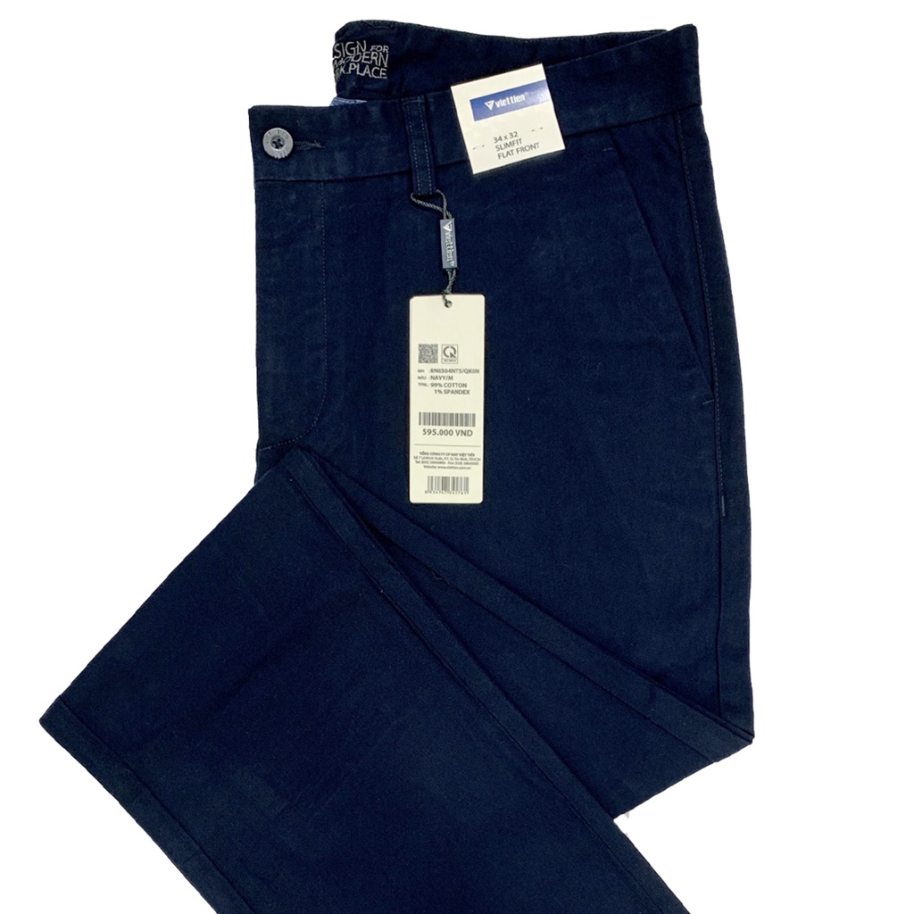 Viettien - Quần kaki dài nam màu xanh đen 8N6504 dáng slim fit ôm dành cho giới trẻ và hơi có tuổi thích mặc body