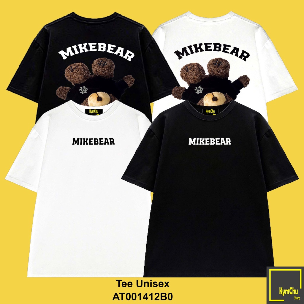 Áo Phông MikeBear Gấu Trắng Đen - Áo thun unisex nam nữ form rộng oversize chất liệu Cotton 4 Chiều