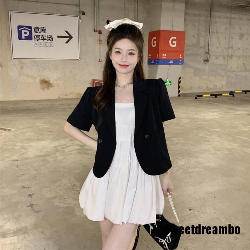 Áo Khoác Blazer Dáng Ngắn Cài Khuy Kiểu Pháp Thời Trang Xuân Hè 2023 Cho Bạn Gái