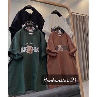 Áo Thun 3158 chất cotton khô bao dày đẹp in chữ BIG HUG Form Rộng Unisex Chất Cotton Khô Loại 1