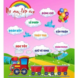 Nội quy lớp em màu hồng xinh xắn - Kích thước A0, chất liệu bạt lụa in đẹp.