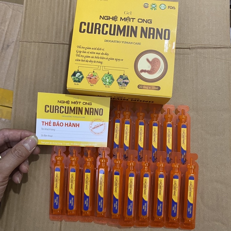 Gel dạ dày Gel nghệ mật ong CURCUMIN NANO Dio Gastro yuman Care Hỗ trợ giảm acid dịch vị loét dạ dày tá tràng - Hộp 20 ố