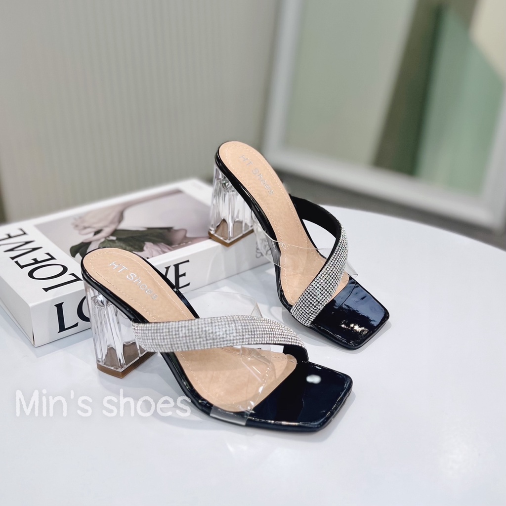 Min's Shoes - Guốc Sandal Quai Đính Đá Gót Mica Cao Cấp S461