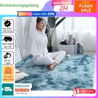 Thảm Lông Trải Sàn Mềm Mịn Dày Dặn 1m6x2m màu loang xanh dương