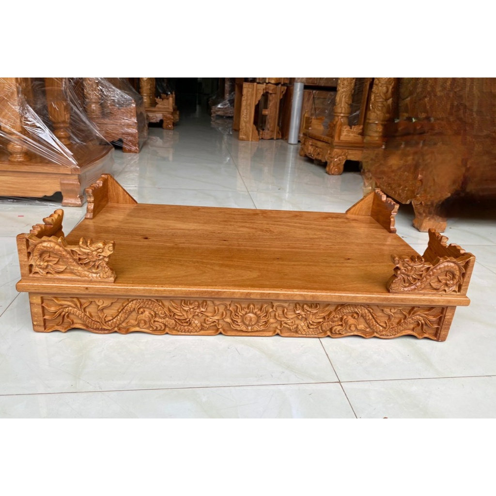 Bàn thờ treo tường mẫu chạm Rồng ngang 60cm-Trang treo gỗ gõ ( FREESHIP 50 KM )