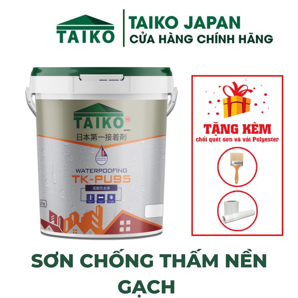 Keo Sơn Chống Thấm PU (Polyurethane) Taikomi PU95 Thùng 1 Lít - Chống Thấm Ngoài Trời, Sân Thượng, Sàn Mái, Gạch Men