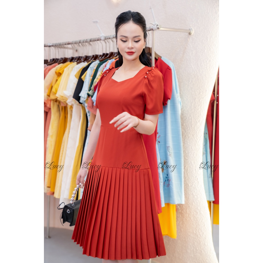 Đầm xoè Layer 7557 công sở xếp ly nhẹ nhàng thanh lịch váy Lucy