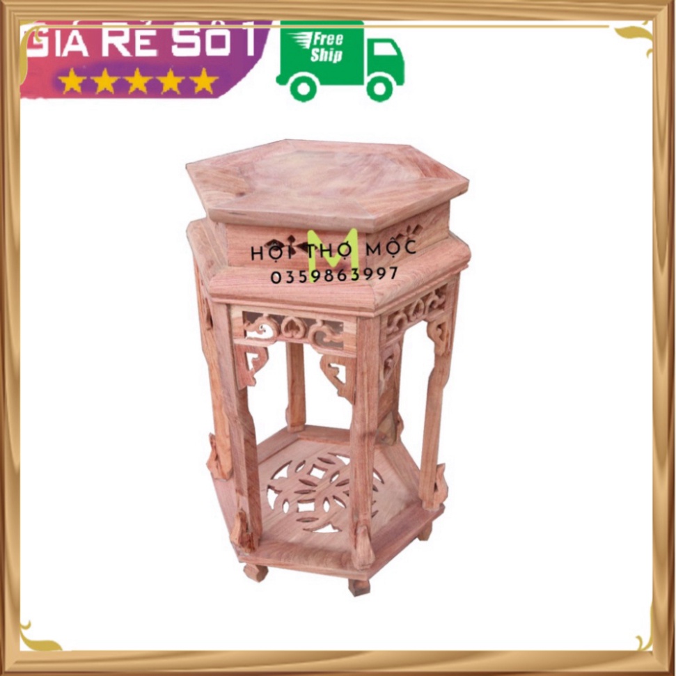 (Giá Rẻ)Đôn chiện lục giác kê đồ gỗ hương đá mặt 30cm