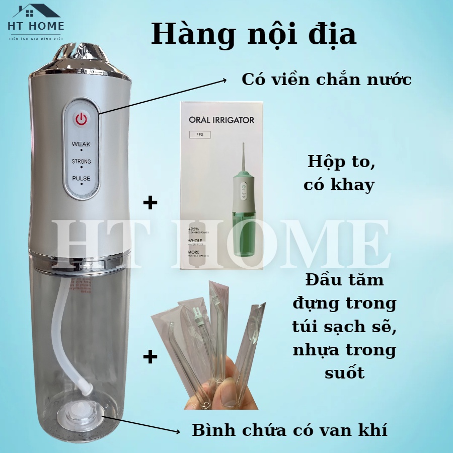 Tăm Nước Oral Irrigator Chính Hãng Nội Địa Máy Tăm Nước Cầm Tay Vệ Sinh Răng 4 Đầu Tăm Bình Chứa 220ML | BigBuy360 - bigbuy360.vn