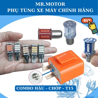 Combo 1 hậu nháy Audi + 1 Chớp chỉnh tốc độ Nháy + 4 Xi nhan led T15 đủ màu cho xe máy, ô tô