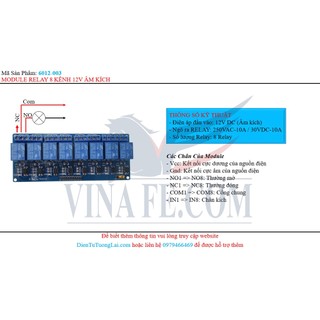 Module Relay 8 Kênh 12V Âm Kích