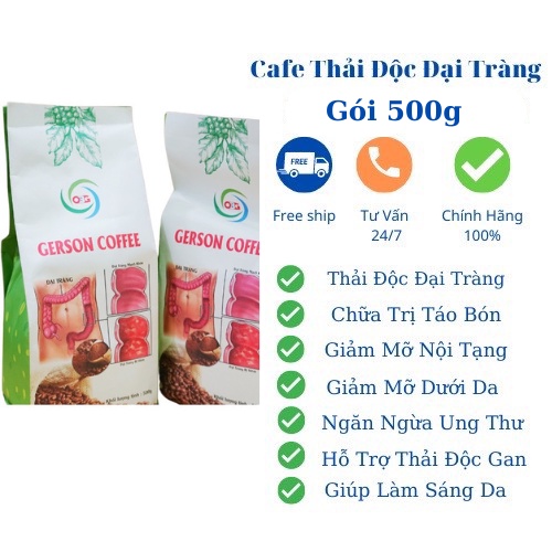 cafe thải độc đại tràng, bộ thải độc cà phê GERSON (2 gói 1kg - Chuyên dùng cho thải độc đại tràng)